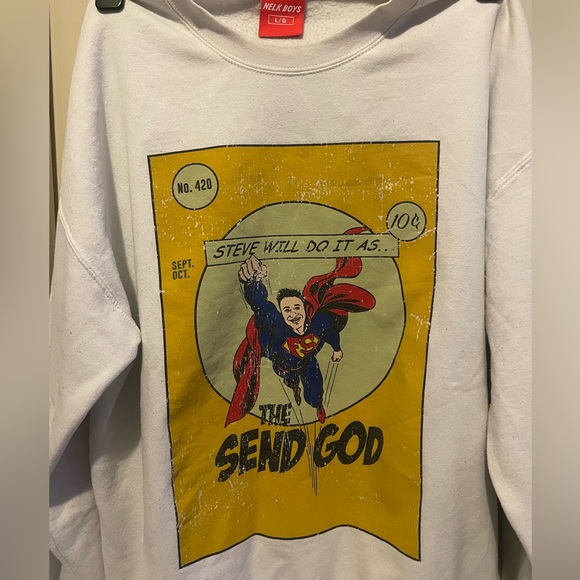 Full Send Nelk Boys Steve Will Do It As The Send God Sweatshirt Large - Picture 3 of 3